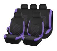 Otbushit Ensemble Complet de Housses de siège Voiture, 9 pièces, Housses siège Voiture en Tissu Haute densité avec Broderie hexagonale décorative pour véhicules 5 Places, Violet