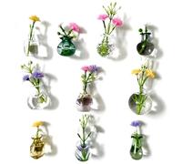 Otbushit Ensemble d'aimants de réfrigérateur, Mini Vase, 10 pièces, avec Fleurs artificielles, Mignons aimants de réfrigérateur pour la Maison, Le Bureau, la Cuisine, décoration