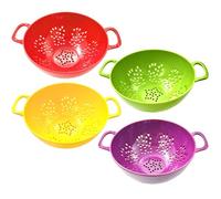 Otbushit Ensemble de 4 Petites passoires en Plastique à Double poignée, passoire Alimentaire de 7, 5x5, 8 Pouces-Panier vidange Lavable au Lave-Vaisselle pour Fruits et légumes, Nettoyeur Fil en