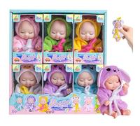 Otbushit Ensemble de 6 Petites poupées bébé 4, 3 x 2, Mini poupée réaliste posable avec Un Joli Peignoir Doux pour Dormir Petit pour Les Tout-Petits, Les Enfants de 3 Ans et Plus, Mini poupées