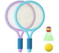 Otbushit Ensemble de Badminton pour Enfants (4 pièces), Ensemble interactif et sûr, adapté aux Enfants, Comprenant 2 Raquettes, 2 balles différentes, Sports de Plein air pour