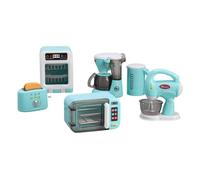 Otbushit Ensemble de Cuisine pour Enfants avec Micro-Ondes, Grille-Pain et cafetière, Plus de 6 Mini appareils à Assembler soi-même, Jouets Cuisine Bleus pour Filles et garçons à partir 6 Ans