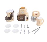 Otbushit Ensemble de Cuisine pour Enfants avec Micro-Ondes, Grille-Pain et cafetière, Plus de 6 Mini appareils à Assembler soi-même, Jouets Cuisine Jaunes pour Filles et garçons à partir 6 Ans