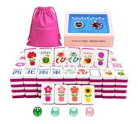 Otbushit Ensemble de Mahjong de Piscine Tuiles Mahjong Flottantes avec Accessoires Complets sur Le thème la Plage pour Jeu d'eau Planche Flottant Fête Plage d'été Rose Rouge