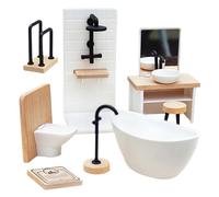 Otbushit Ensemble de Salle de Bain pour Maison poupée, 8 pièces/Ensemble 1:12, Toilettes Miniatures réalistes, Meubles décoratifs en Bois pour Faire Semblant Jouer, Salle Bain