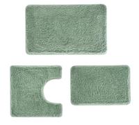 Otbushit Ensemble de Tapis de Salle Bain Lavable 3 pièces, Tapis absorbants et antidérapants en Imitation Cachemire (Vert Olive)