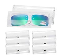 Otbushit Étui à lunettes Transparent, pochette pour lunettes de soleil avec bouton, étui de protection Portable en plastique Transparent pour hommes et femmes, 8 pièces