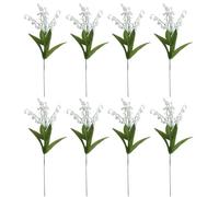 Otbushit Fleurs artificielles de muguet, 8 pièces, Fausses Fleurs Blanches réalistes de 36cm pour la décoration la Maison, 5 Branches