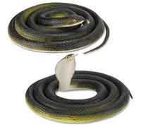 Otbushit Grand Jouet Serpent Effrayant en Caoutchouc de 80cm, 2 pièces, Serpent Cobra réaliste pour farces, Accessoires de décoration Jardin d'halloween