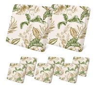 Otbushit Housse de Coussin d'extérieur Lavable, Housses Extensibles et esthétiques imprimées de Feuilles pour Meubles, Housses Coussin canapé d'extérieur, 8 pièces