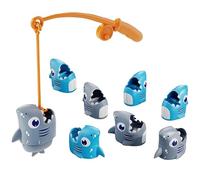 Otbushit Jeu de pêche pour Enfants en Bas âge, Ensemble de Combat interactif sur Table avec 8 Poissons en Forme Requin, 1 Canne et Guide Jeu pour s'amuser en Famille