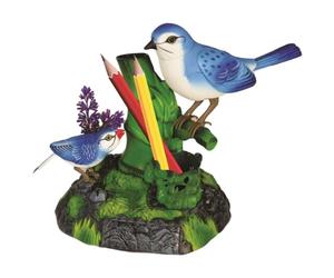 Otbushit Jouet d'oiseau Robot électrique, Oiseau Chantant à Piles avec Porte-Stylo et Mini tiroir, Son de Mouvement réaliste pour Bureau, Salle de Bureau, Statues