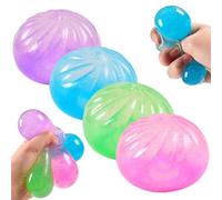 Otbushit Jouets sensoriels pour soulager Le Stress, boulettes à Presser Douces avec Remplissage Scintillant pour Enfants et Adultes, balles Anti-Stress 4 pièces