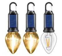 Otbushit Lampe Solaire de Camping à Crochet Rechargeable, 3 pièces, Lampe Solaire LED pour Tente avec Crochet à Clip, Ampoule d'urgence Portable et étanche pour l'extérieur