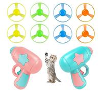 Otbushit Lanceur de Disque Volant pour Chat, 10 pièces/Ensemble, Chats interactifs colorés Mignons chassant Un Jouet de tir Soucoupe pour l'entraînement en intérieur et en extérieur