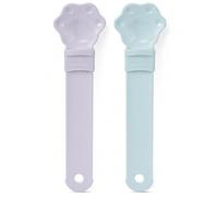 Otbushit Lot de 2 cuillères à friandises pour Chat, cuillère à friandises pour Chat, Distributeur Facile, réutilisable pour sachets et purées, Garde Les Mains Propres (Violet et Bleu)