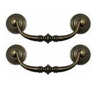 Otbushit Lot de 2 poignées de tiroir antiques 10, 2 cm, poignée d'armoire avec centres trous réglables, poignées vintage en alliage zinc pour porte d'armoire et tiroir commode (bronze)