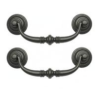 Otbushit Lot de 2 poignées de tiroir antiques 10, 2 cm, poignée d'armoire avec centres trous réglables, poignées vintage en alliage zinc pour porte d'armoire et tiroir commode (noir)