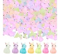 Otbushit Lot de 200 Mini Figurines de Lapin Qui Brillent dans Le, Mini Animaux en résine, Figurines Miniatures Mignonnes et colorées pour Bricolage, Aquarium, décoration Jardinage, Lapin Pâques