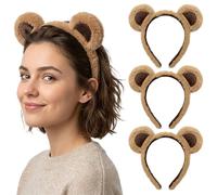 Otbushit Lot de 3 bandeaux oreilles de tamia - serre-tête oreilles d'animaux en peluche douce pour jeu rôle costume d'animal, fête Noël, Halloween, ours