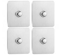 Otbushit Lot de 4 cintres muraux robustes en acier inoxydable, sans perçage, crochets pour cadre photo pouvant supporter jusqu'à 22 lb, argent