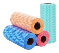 Otbushit Lot de 4 torchons jetables en rouleaux de 40 feuilles/rouleau, lingettes nettoyage absorbantes à rayures, faciles à déchirer, point rupture pour cuisinières, éviers, vaisselle - Linge