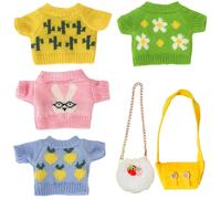 Otbushit Lot de 4 vêtements d'ours en Peluche avec 2 Sacs, Pull Mignon, vêtements pour Animaux en Peluche, adaptés pour poupée en de 8 à 12 Pouces pour Bricolage, Jouet Ours