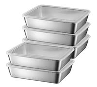 Otbushit Lot de 5 récipients Alimentaires en Acier Inoxydable, boîte de Rangement empilable avec couvercles en Plastique Transparent, Conservation la Viande pour réfrigérateur, Pique-Nique, Barbe