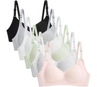 Otbushit Lot de 6 Soutiens-Gorge d'entraînement pour Adolescentes, en Coton sans Armatures, Sangle réglable Confortable, entraînement Respirant, 6 Couleurs pour Un Usage Quotidien