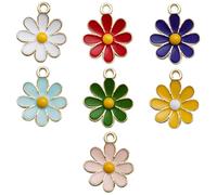 Otbushit Lot de 60 breloques en forme de fleur pour la fabrication bijoux - Pendentifs en forme marguerite en émail, 7 alliages colorés pour bracelets, colliers, porte-clés, accessoires bij