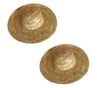 Otbushit Mini chapeau de paille 2 pièces mini chapeaux tressés à bord large de 2x1 pouces, chapeaux paille réalistes pour l'artisanat, bouteilles vin, bijoux/accessoires poupée, décorations