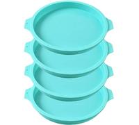 Otbushit Moule à gâteau rond en silicone de 8 pouces et 2, 5 cm de haut, 4 petites pièces pour la cuisson, sous vide, mousse chocolat maison, vert, moule à gâteau en plastique