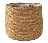 Otbushit Panier de jardinière en rotin et Osier tissé de 12 Pouces avec Doublure en Plastique pour Plantes d'intérieur et Stockage