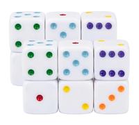 Otbushit Paquet de 12 Grands dés Jumbo de 25mm avec Base Blanche et Points colorés pour Une Lecture Facile, Jeux société, enseignement des mathématiques, soirée Jeu