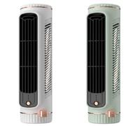 Otbushit Paquet de 2 ventilateurs de tour refroidissement ventilateurs d'air froid bureau portables 2-en-1 support/pose conception plate USB rechargeable blanc et vert