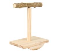 Otbushit Perchoirs à Oiseaux en Bois Naturel pour Cage avec Base oscillante, Jouet interactif à mâcher et Couper Les Griffes pour perruches, calopsittes, perroquets