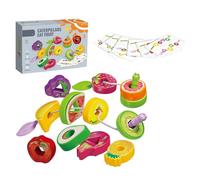 Otbushit Perles de laçage Double Jeu pour Les Tout-Petits de 1 à 3 Ans - Jouet d'enfilage Montessori avec 12 Perles Fruits, motricité Fine et Apprentissage des Couleurs