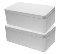 Otbushit Petite boîte en métal 2 pièces boîtes à biscuits avec couvercles 7.1x3.9x2.6in boîte en métal rectangulaire antirouille épaisse pour le stockage des clés de collation alimentaire