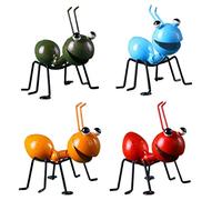 Otbushit Sculpture en métal d'art de Jardin, 4 pièces : 3, 9x3, 3x3, 9 Pouces, Ornement de Fourmi, Insecte Mignon coloré pour décoration Murale Suspendue pelouse