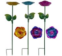 Otbushit Station d'arrosage en métal pour Abeilles, 3 pièces, Station d'arrosage pour Abeilles en Forme de Fleur avec Piquet pour décorations de Cour extérieure