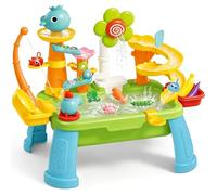 Otbushit Table à Eau pour Tout-Petits, Table à Eau électrique recirculation pour Les Tout-Petits de 1 3 Ans, multifonctionnelle avec Toboggan et pêche, Verte
