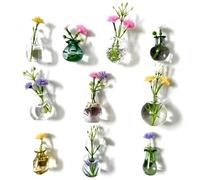 Otbushit Vase à Fleurs magnétique pour réfrigérateur, Paquet de 10 Mini vases magnétiques avec Fleurs artificielles, aimants de réfrigérateur Mignons pour la décoration la Maison, du Bureau et