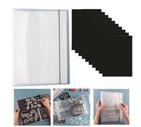 OTCRAFT 1 lot de 20 pages/1 lot de grands autocollants transparents pour rangement de photos ; tampon et matrices de découpe avec 10 feuilles magnétiques en caoutchouc de 0,5 mm pour la fabrication de