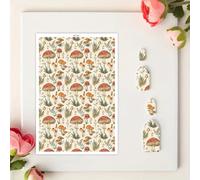 OTCRAFT Lot de 10 feuilles de papier de transfert sur le thème des champignons pour argile polymère, 15 x 9 cm, papier de transfert pour la fabrication de bijoux et de boucles d'oreilles