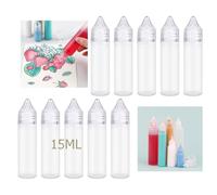 OTCRAFT Lot de 10 flacons applicateurs vides à pointe fine de 15 ml ; flacon à presser en plastique pour colle, peinture, encre ; distributeur de liquide transparent pour petits projets de collage,