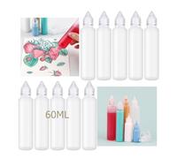 OTCRAFT Lot de 10 flacons applicateurs vides à pointe fine de 60 ml ; flacon à presser en plastique pour colle, peinture, encre ; distributeur de liquide transparent pour petits projets de collage,