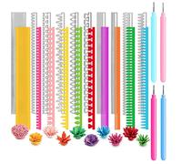 OTCRAFT Lot de 10 fleurs roulées 3D avec 4 outils de paperolles en papier, bandes de quilling en forme de pétales de fleurs, fabrication de cartes, scrapbooking, gaufrage, pochoir pour travaux manuels