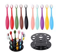 OTCRAFT Lot de 10 pinceaux de mélange d'encre avec 10 pinceaux avec couvercle et support rond pour scrapbooking, cartes de fond, fabrication de cartes, papier artisanal, fond mélangeur, peinture