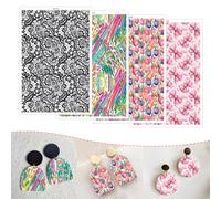 OTCRAFT Lot de 12 feuilles de papier de transfert sur le thème de la dentelle rose et nœud tulipe - 4 motifs - 15 x 9 cm - Papier de transfert en argile polymère pour la fabrication de bijoux et de