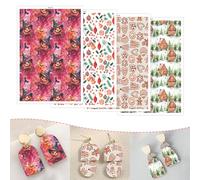 OTCRAFT Lot de 12 feuilles de papier transfert sur le thème de Noël/Noël 4 motifs de 15 x 9 cm pour argile polymère, papier de transfert pour fabrication de bijoux et boucles d'oreilles
